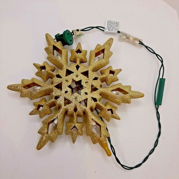 STAR CHRISTMAS Lights Up GOLD Tree Topper Window Decor Sparkles Tested Works EUC - Picture 2 of 12